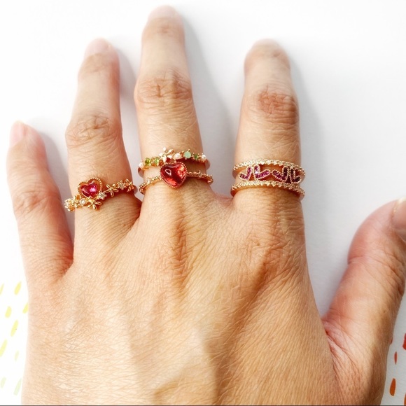 Delicate Sweethearts Crystal Rose Gold Pave Ring - Picture 2 of 6